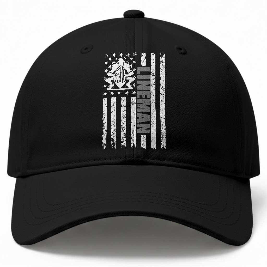 Proud Football Lineman Baseball Cap American Flag Sports Gift TS12 Print Your Wear