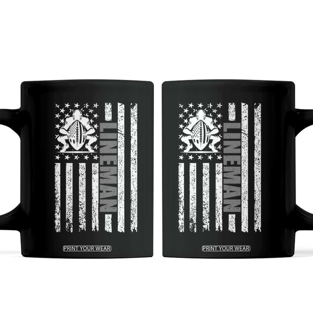 Proud Football Lineman Coffee Mug American Flag Sports Gift TS12 Black Print Your Wear
