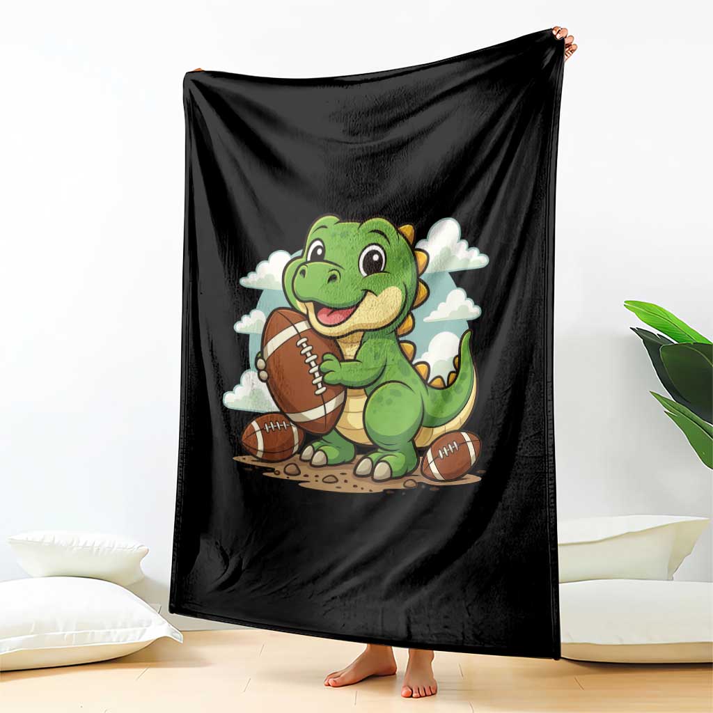 Cute Dinosaur Playing Football Throw Blanket Funny Kids Gift TS12 Print Your Wear