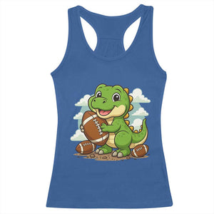Cute Dinosaur Playing Football Racerback Tank Top Funny Kids Gift TS12 Royal Blue Print Your Wear