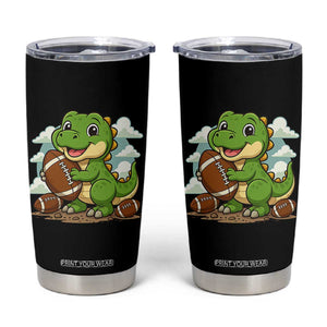 Cute Dinosaur Playing Football Tumbler Cup Funny Kids Gift TS12 Black Print Your Wear