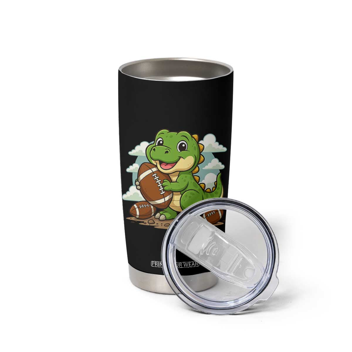 Cute Dinosaur Playing Football Tumbler Cup Funny Kids Gift TS12 Print Your Wear