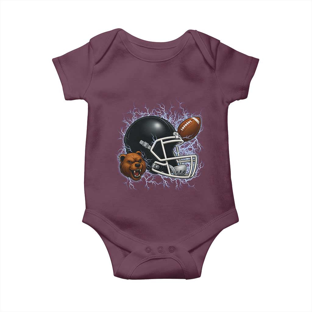 Game Day Sports Fan Gift Baby Onesie Lightning Bear Helmet TS12 Maroon Print Your Wear