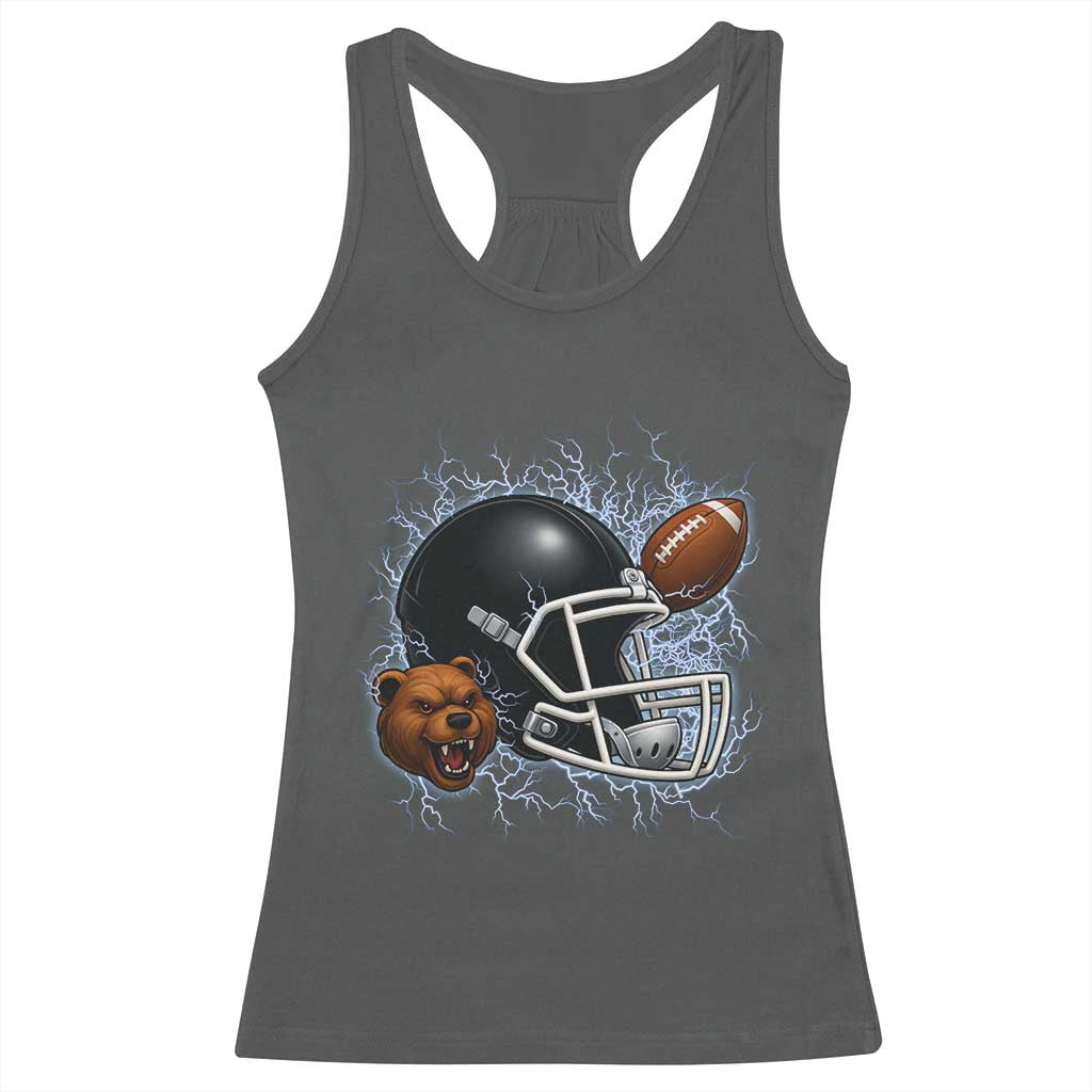 Game Day Sports Fan Gift Racerback Tank Top Lightning Bear Helmet TS12 Dark Heather Print Your Wear