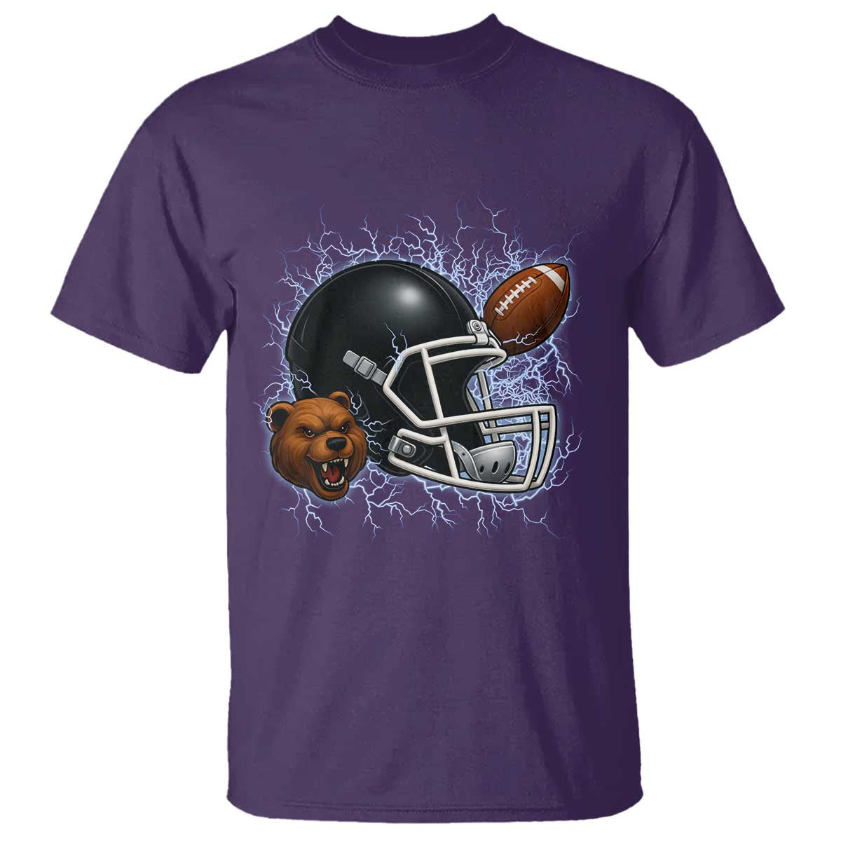 Game Day Sports Fan Gift T Shirt Lightning Bear Helmet TS12 Purple Print Your Wear