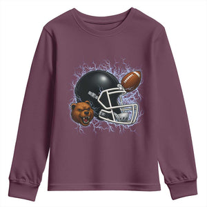 Game Day Sports Fan Gift Youth Sweatshirt Lightning Bear Helmet TS12 Maroon Print Your Wear