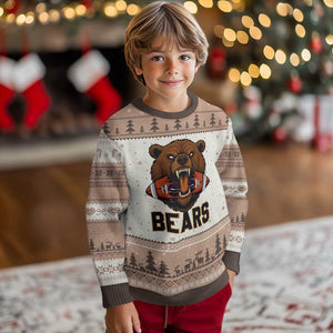 Football Player Gift Ugly Christmas Sweater Fierce Br Biting Ball TS12 Mocha Mousse Print Your Wear