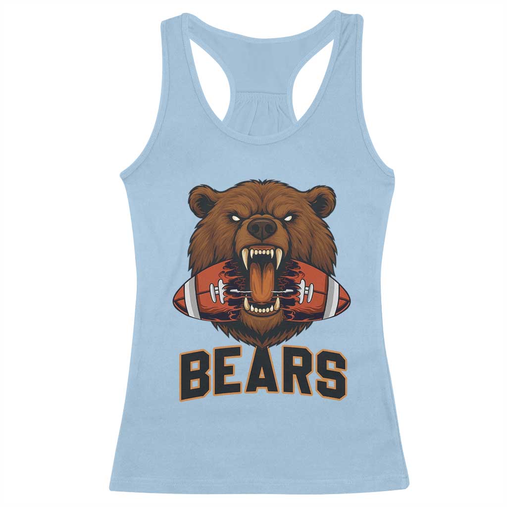 Football Player Gift Racerback Tank Top Fierce Br Biting Ball TS12 Light Blue Print Your Wear