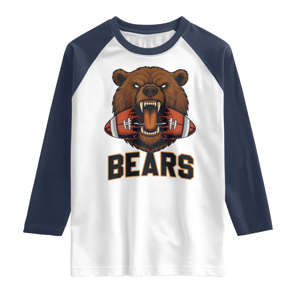Football Player Gift Raglan Shirt Fierce Br Biting Ball TS12 White Navy Print Your Wear