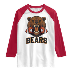 Football Player Gift Raglan Shirt Fierce Br Biting Ball TS12 White Red Print Your Wear