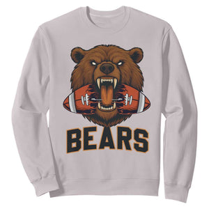 Football Player Gift Sweatshirt Fierce Br Biting Ball TS12 Ice Gray Print Your Wear