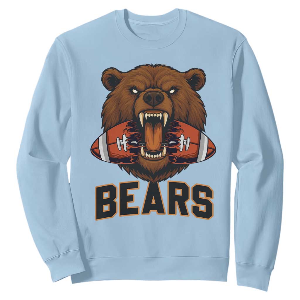 Football Player Gift Sweatshirt Fierce Br Biting Ball TS12 Light Blue Print Your Wear