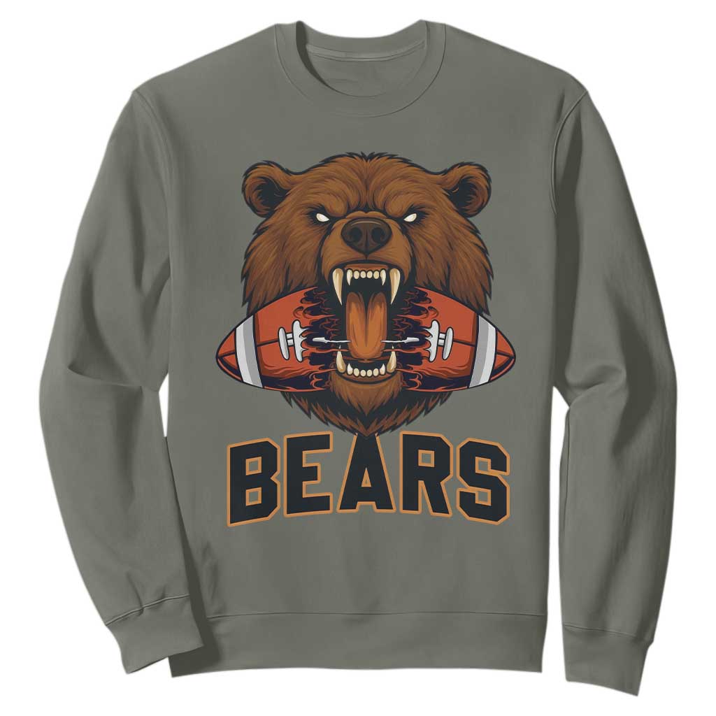 Football Player Gift Sweatshirt Fierce Br Biting Ball TS12 Military Green Print Your Wear
