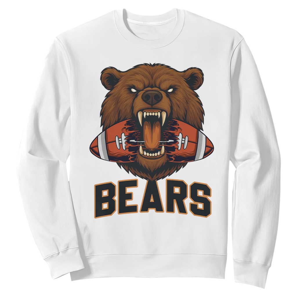 Football Player Gift Sweatshirt Fierce Br Biting Ball TS12 White Print Your Wear