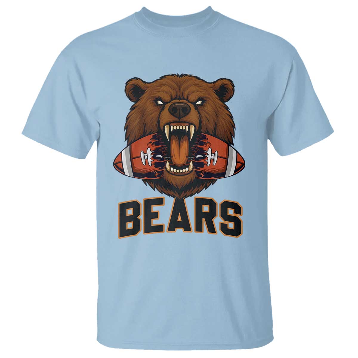 Football Player Gift T Shirt Fierce Br Biting Ball TS12 Light Blue Print Your Wear