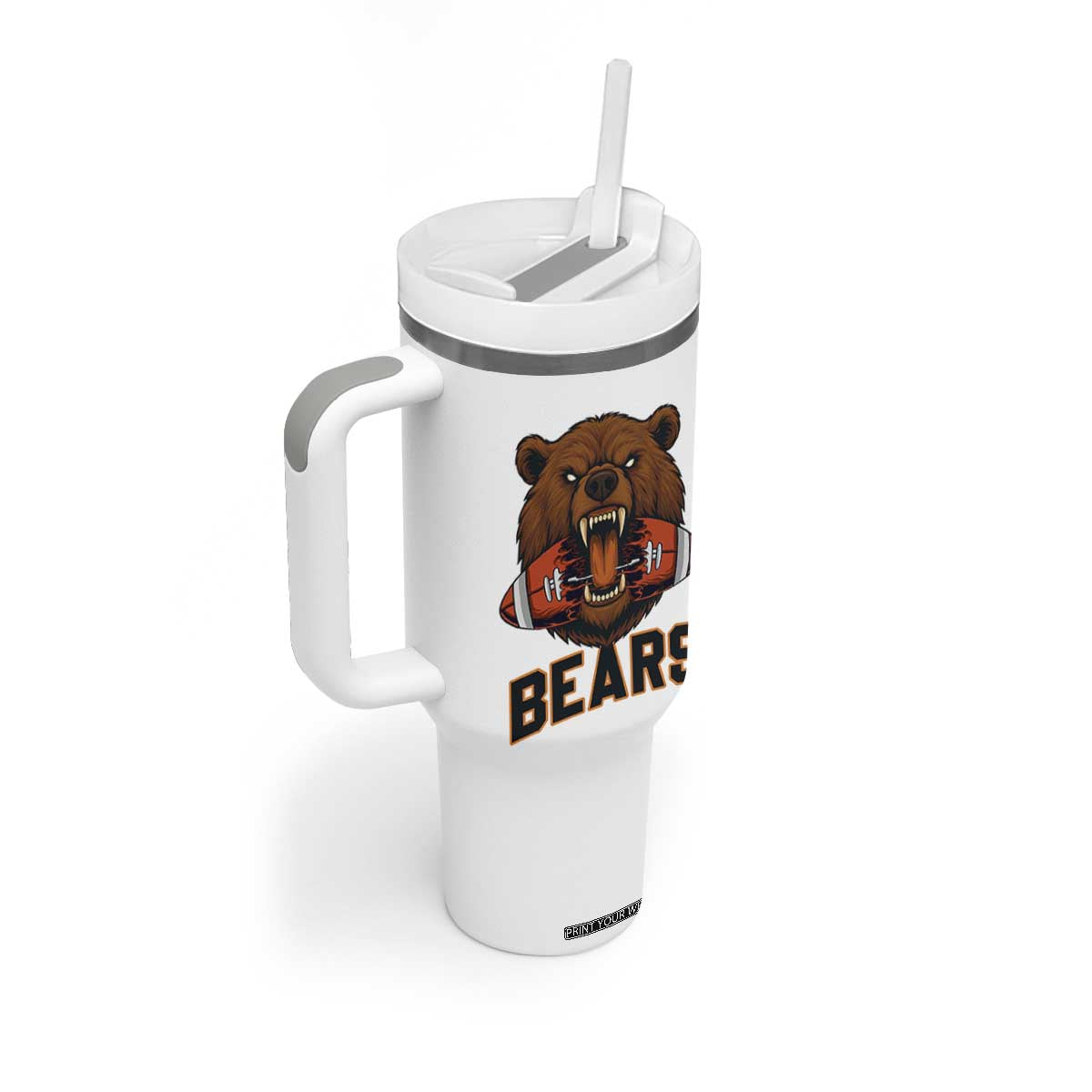 Football Player Gift Tumbler With Handle Fierce Br Biting Ball TS12 Print Your Wear