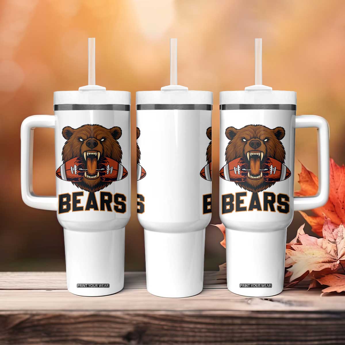 Football Player Gift Tumbler With Handle Fierce Br Biting Ball TS12 Print Your Wear