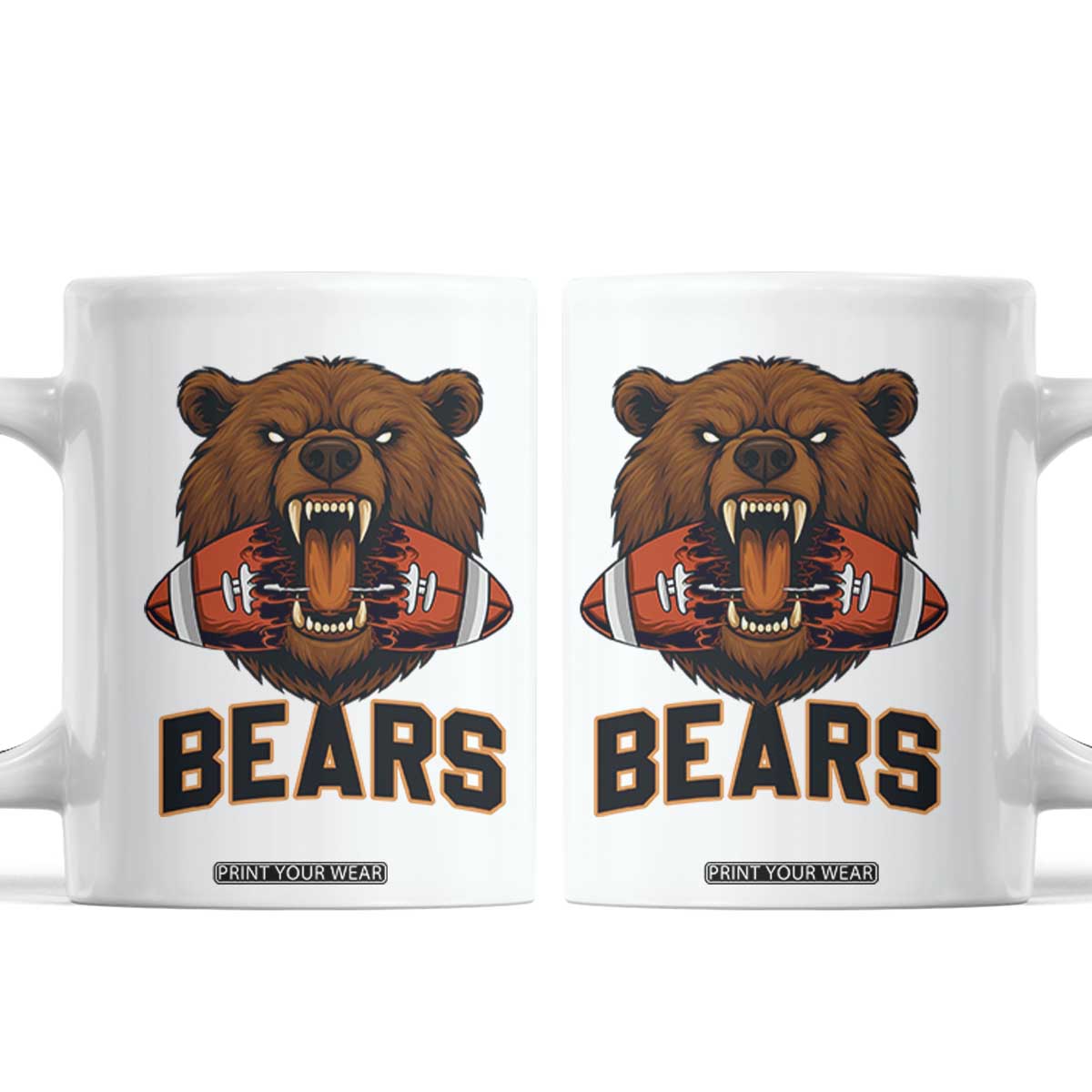 Football Player Gift Coffee Mug Fierce Br Biting Ball TS12 White Print Your Wear