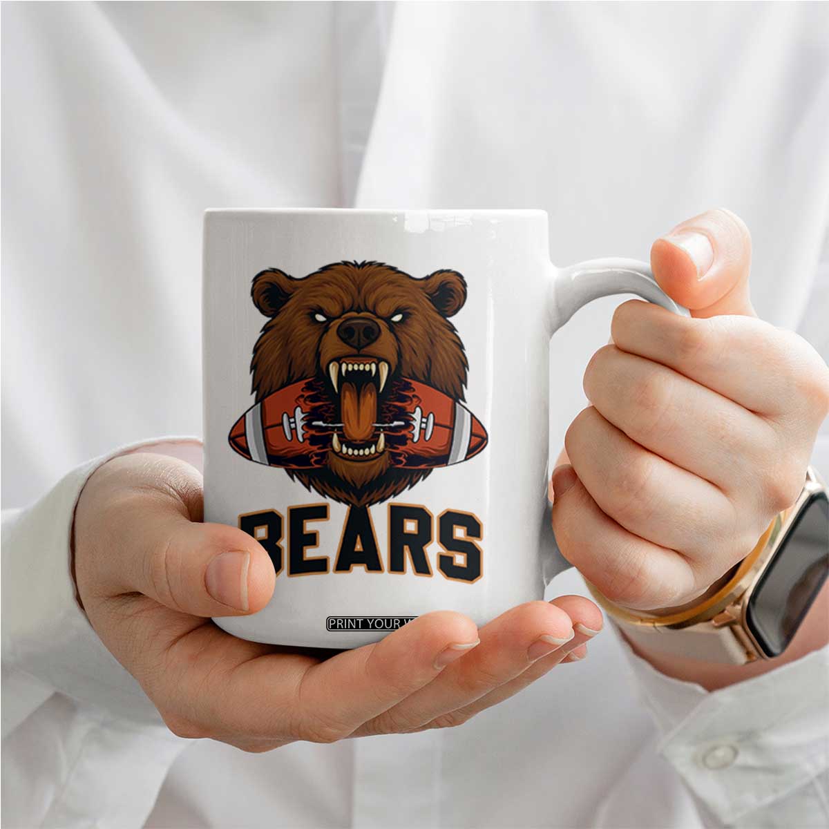 Football Player Gift Coffee Mug Fierce Br Biting Ball TS12 Print Your Wear