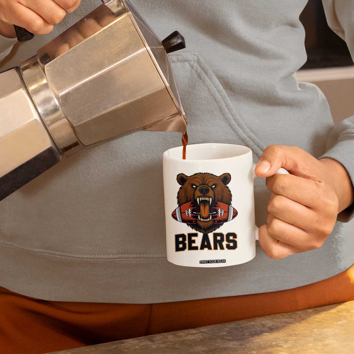 Football Player Gift Coffee Mug Fierce Br Biting Ball TS12 Print Your Wear
