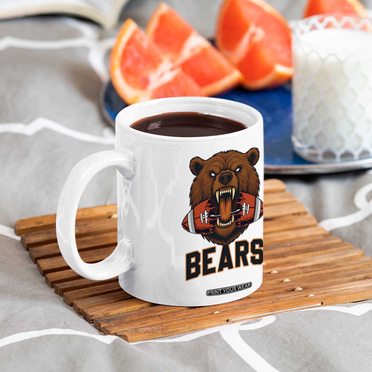 Football Player Gift Coffee Mug Fierce Br Biting Ball TS12 Print Your Wear