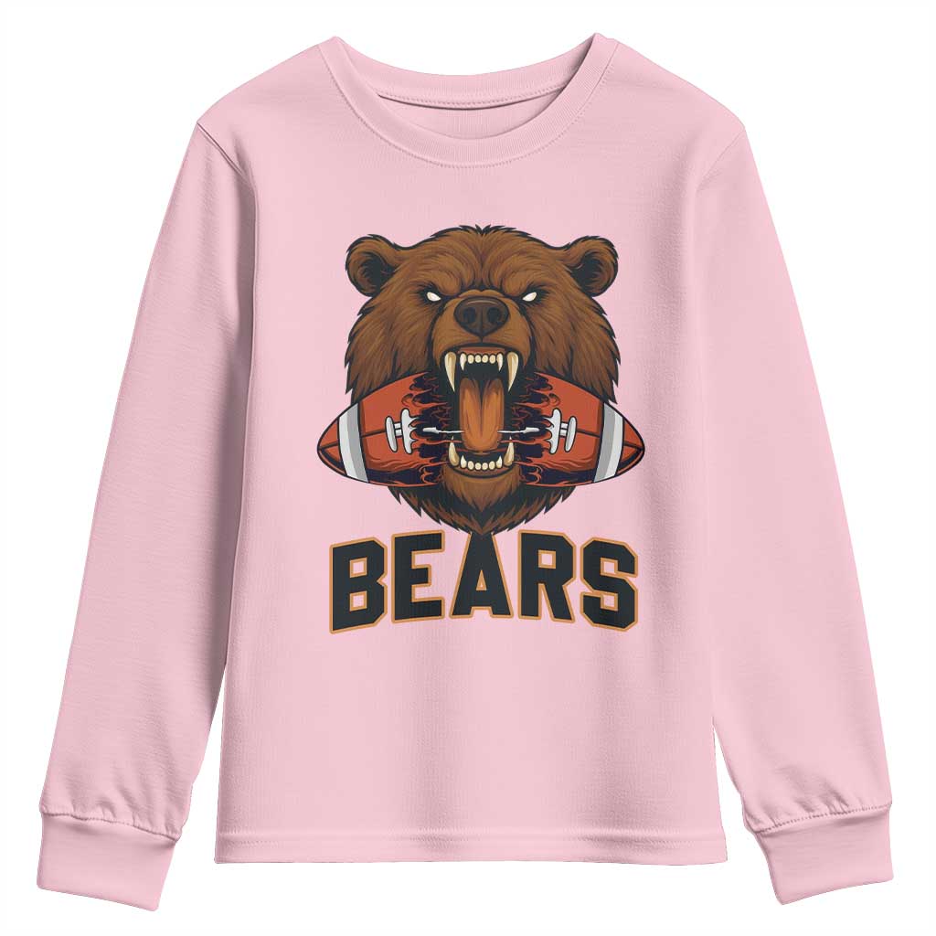 Football Player Gift Youth Sweatshirt Fierce Br Biting Ball TS12 Light Pink Print Your Wear