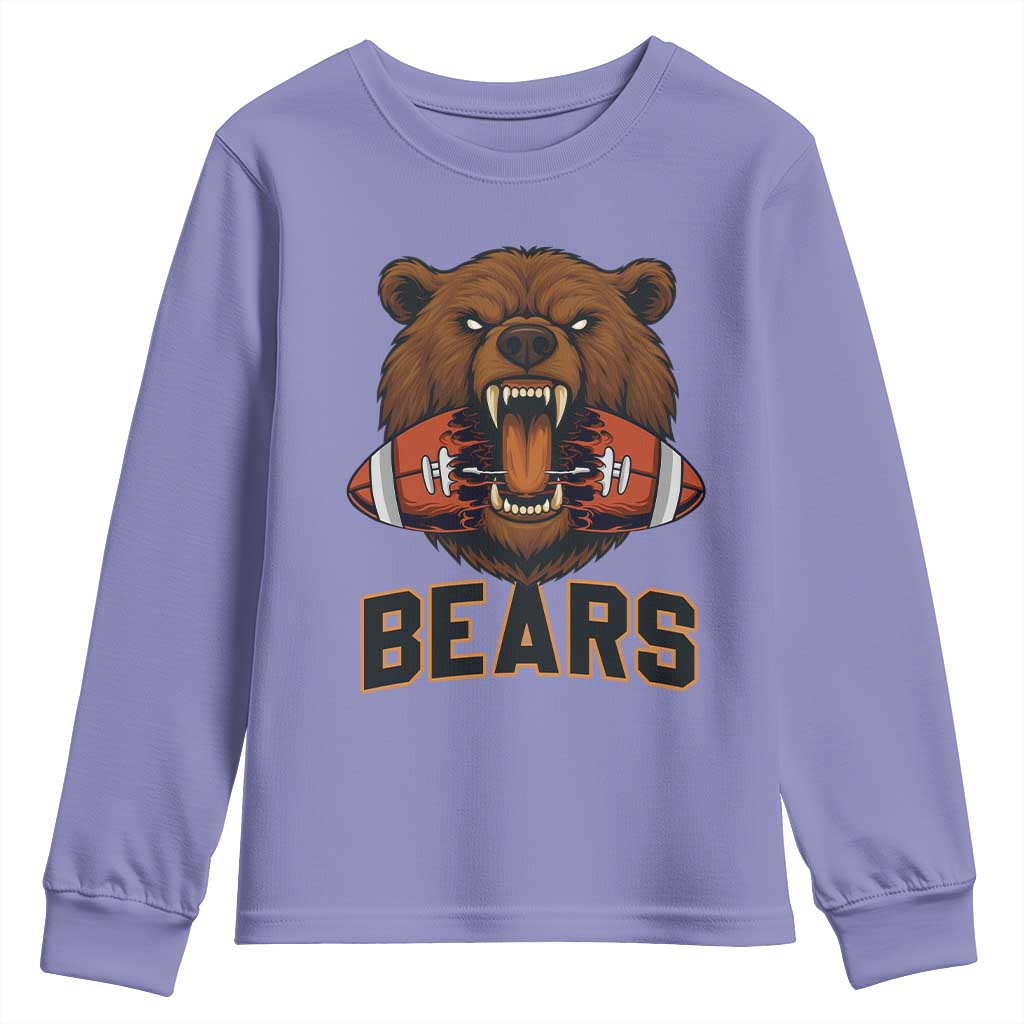 Football Player Gift Youth Sweatshirt Fierce Br Biting Ball TS12 Violet Print Your Wear