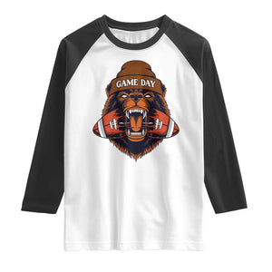 Game Day Fierce BR Biting Ball Raglan Shirt Football Player Gift TS12 White Black Print Your Wear