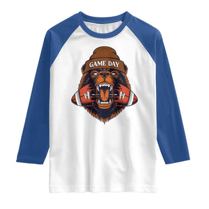 Game Day Fierce BR Biting Ball Raglan Shirt Football Player Gift TS12 White Royal Print Your Wear