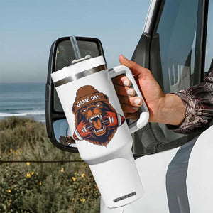 Game Day Fierce BR Biting Ball Tumbler With Handle Football Player Gift TS12 Print Your Wear