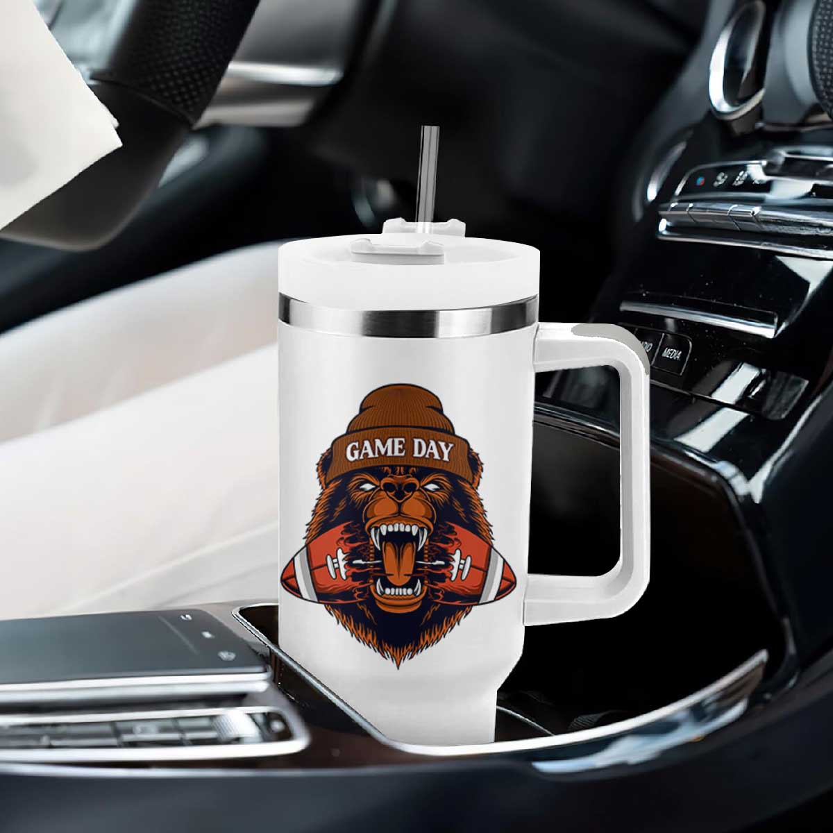 Game Day Fierce BR Biting Ball Tumbler With Handle Football Player Gift TS12 Print Your Wear