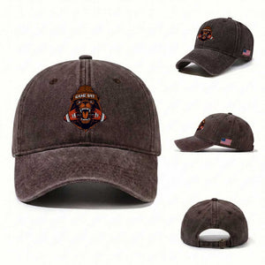 Game Day Fierce BR Biting Ball Washed Cotton Baseball Cap Football Player Gift TS12 Washed Cap Universal Fit Dark Brown Print Your Wear