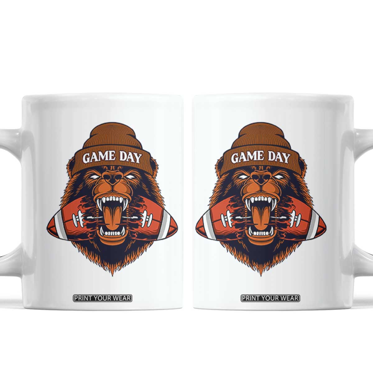Game Day Fierce BR Biting Ball Coffee Mug Football Player Gift TS12 White Print Your Wear