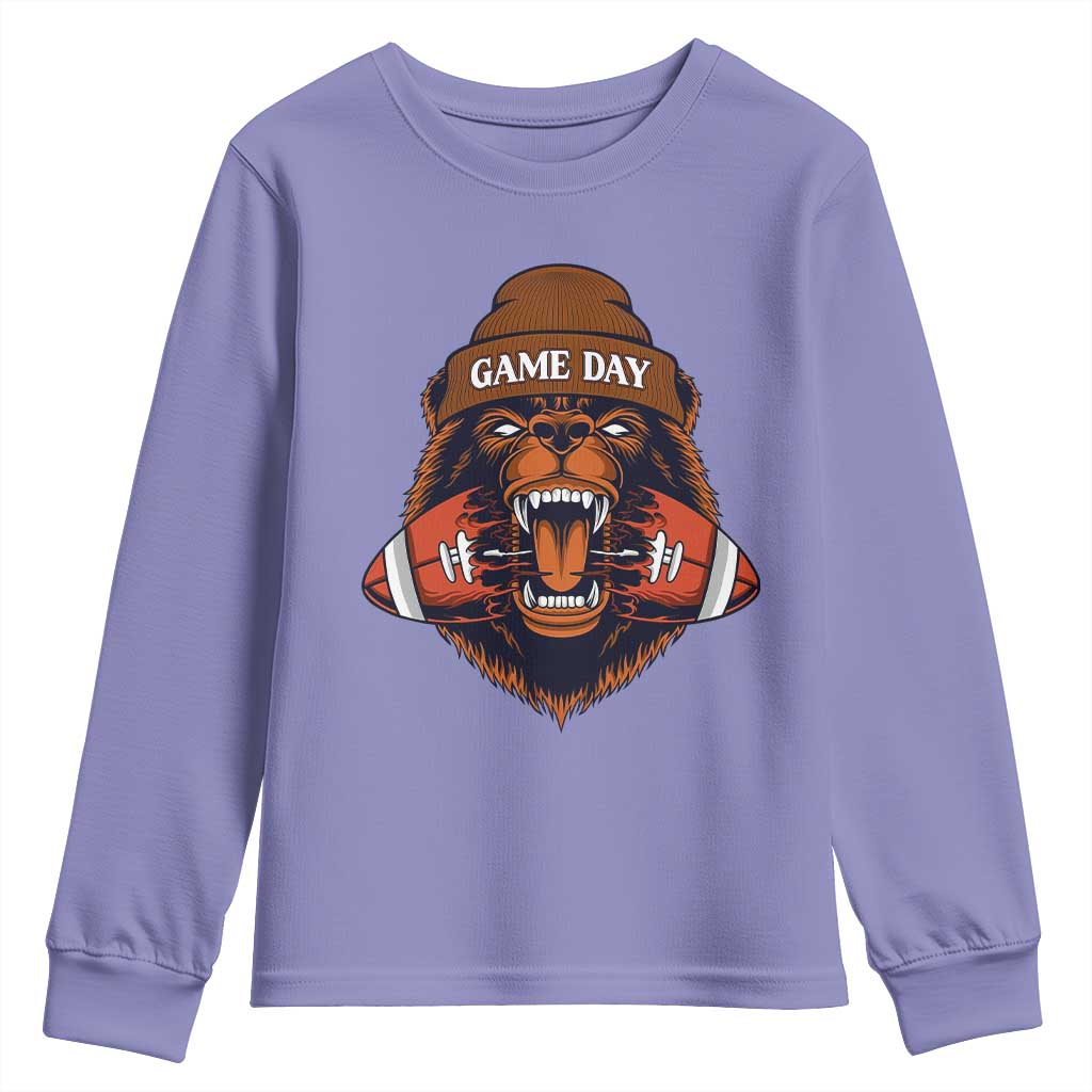 Game Day Fierce BR Biting Ball Youth Sweatshirt Football Player Gift TS12 Violet Print Your Wear