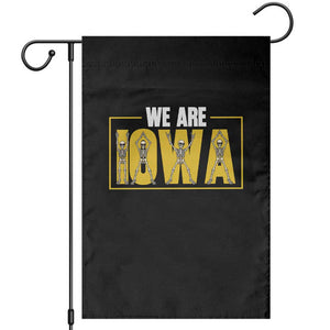 Funny Iowa State Pride Garden Flag Halloween Dancing Skeletons