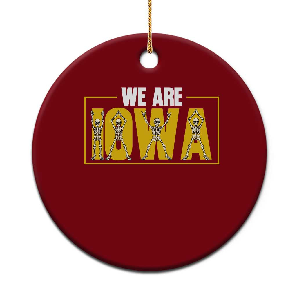 Funny Iowa State Pride Ceramic Ornament Halloween Dancing Skeletons