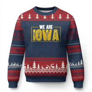 Funny Iowa State Pride Ugly Christmas Sweater Halloween Dancing Skeletons