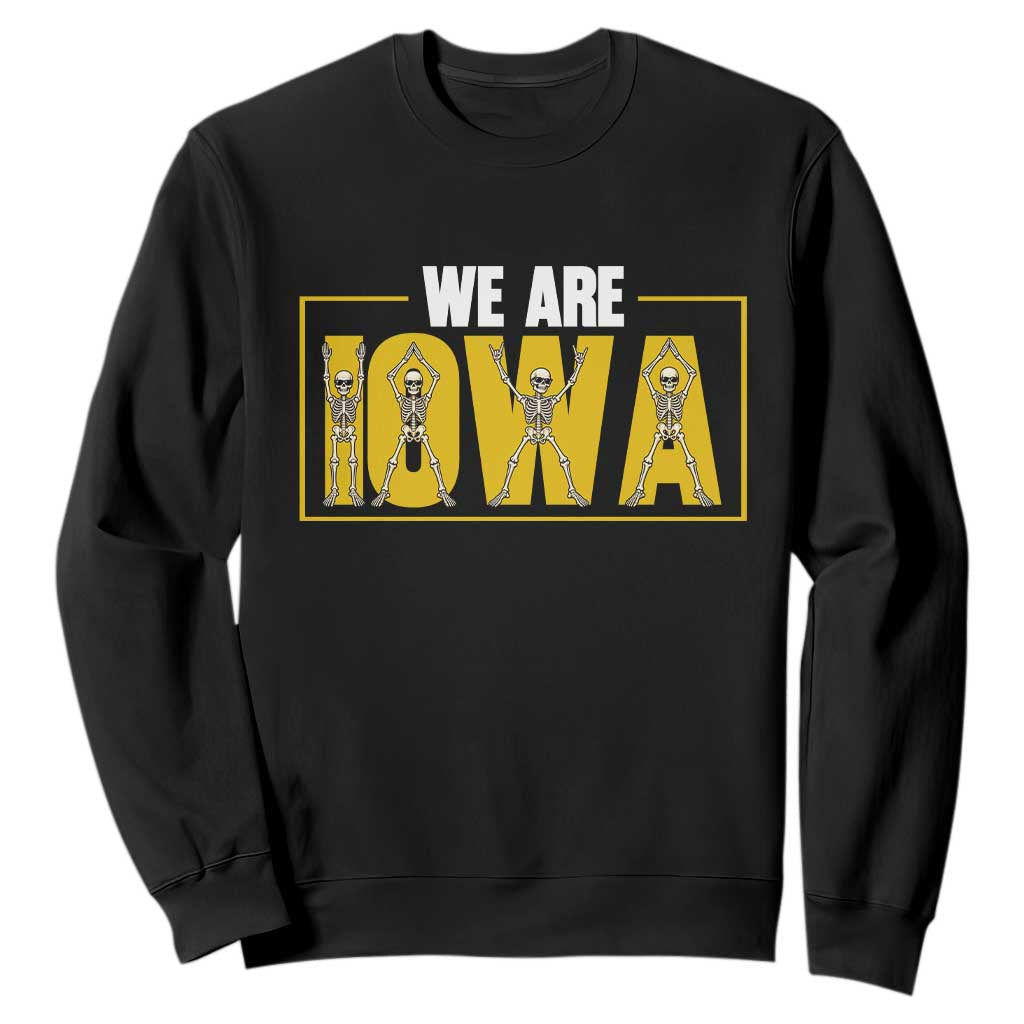 Funny Iowa State Pride Sweatshirt Halloween Dancing Skeletons