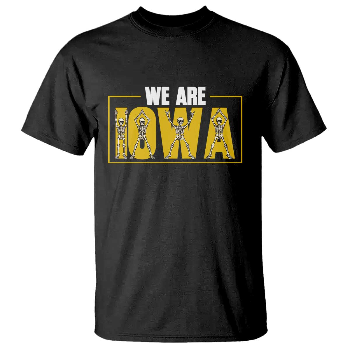 Funny Iowa State Pride T Shirt Halloween Dancing Skeletons