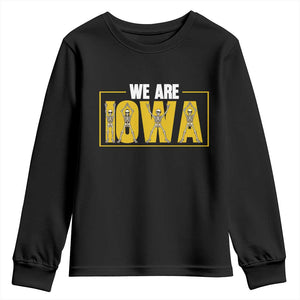 Funny Iowa State Pride Youth Sweatshirt Halloween Dancing Skeletons