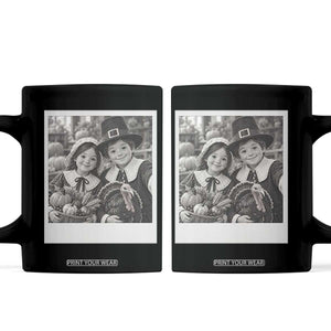Cute Pilgrim Kids Thanksgiving Coffee Mug Selfie Autumn Harvest Turkey Photo