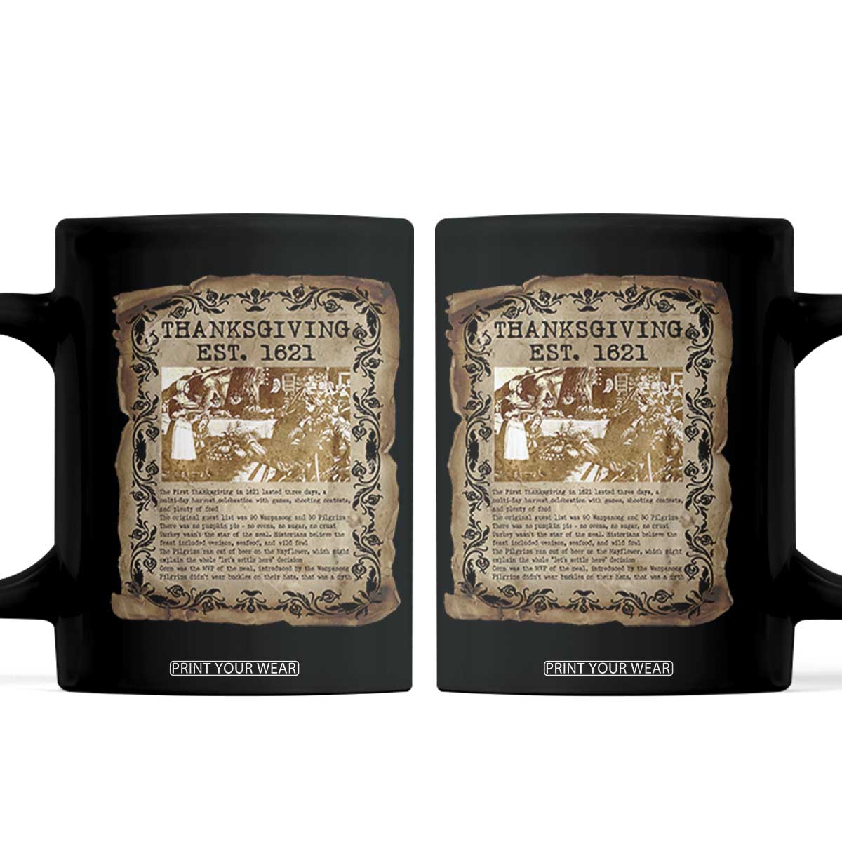 First Thanksgiving Facts Coffee Mug History Vintage Newspaper