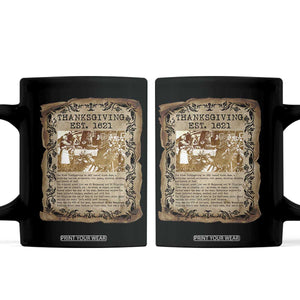 First Thanksgiving Facts Coffee Mug History Vintage Newspaper