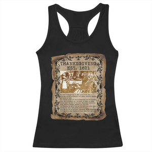 First Thanksgiving Facts Racerback Tank Top History Vintage Newspaper