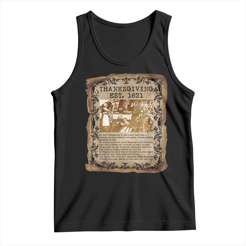 First Thanksgiving Facts Tank Top History Vintage Newspaper