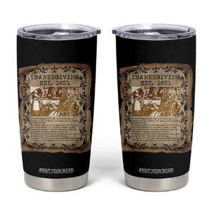 First Thanksgiving Facts Tumbler Cup History Vintage Newspaper