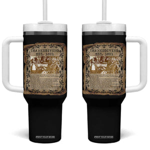 First Thanksgiving Facts Tumbler With Handle History Vintage Newspaper