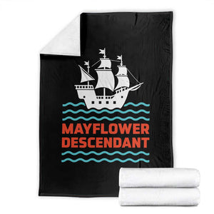 Mayflower Descendant History Throw Blanket 1620 Pilgrim Ship Heritage Pride Graphic