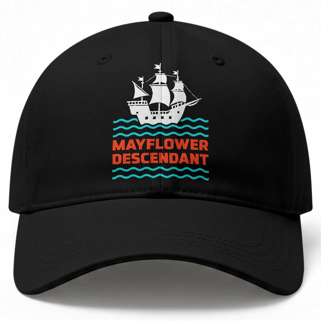 Mayflower Descendant History Baseball Cap 1620 Pilgrim Ship Heritage Pride Graphic