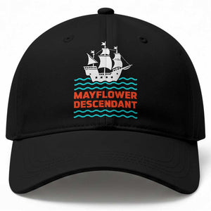 Mayflower Descendant History Baseball Cap 1620 Pilgrim Ship Heritage Pride Graphic